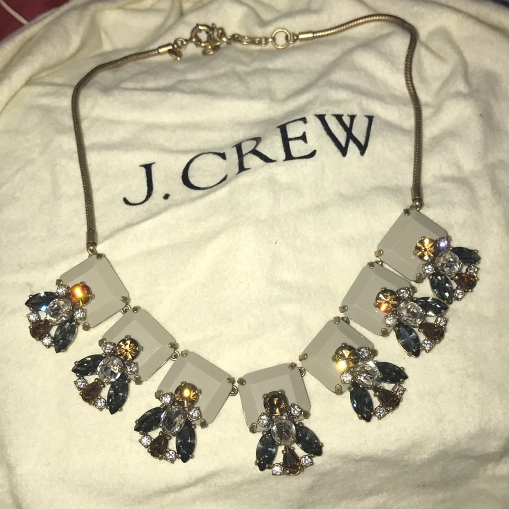 J. Crew Grey Crystal Statement Necklace